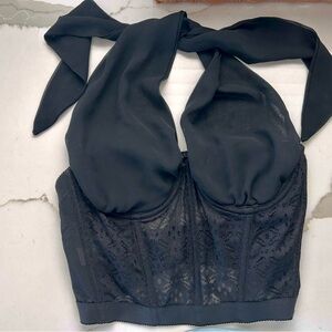 Vintage America Black Lace Halter Bra